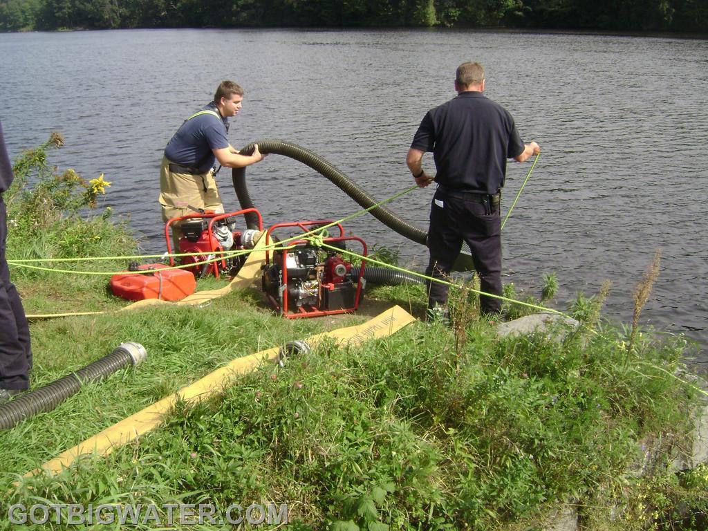 Deploying the portable pumps.