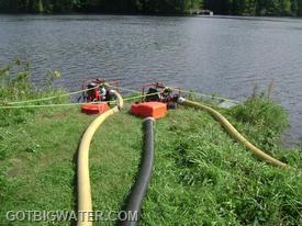Up and running.  The LDH supply line reduced the pressure loss due to friction over the 300-ft hose lay.