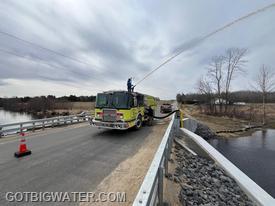 Niagara Hose Engine 141 (2000 gpm) flow tests the new installation and produces a 1000+ gpm flow using the pre-piped deck gun.