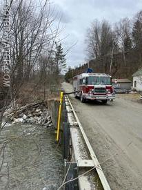 Waterbury Engine 1 (1500 gpm) takes draft and prepares to flowtest the newly installed dry fire hydrant.