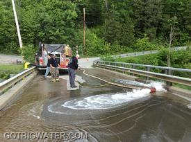 Albany Engine 3 drafts and flow tests the new dry hydrant.  