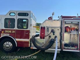 Engine 261 working to maximize pumping capacity.