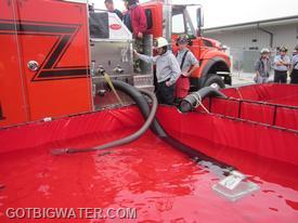 A 2-1/2" x 3" double-male is needed to make this 3-inch suction hose connect to the pumper's auxiliary intake.
