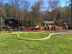 Folks worked very hard to sustain an 1800 gpm flow using four dump tanks and eleven tankers.