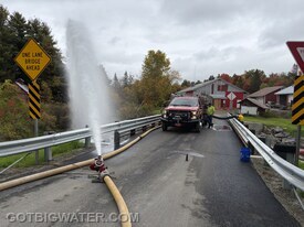 1,049 gpm using a 1500 gpm mini-pumper. Pretty good given the 17-ft lift.